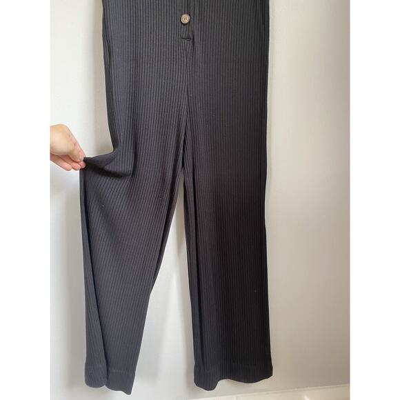 Reformation Jeans Black Camille Ribbed Knit M Tencel Modal Jumpsuit Romper Comfy - Picture 6 of 9